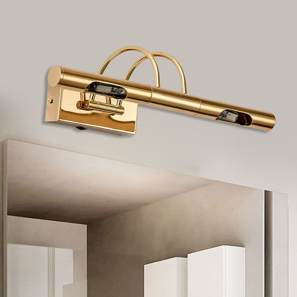 Freja Retro Cylindrical Metal Wall Lamp, Gold, Bathroom
