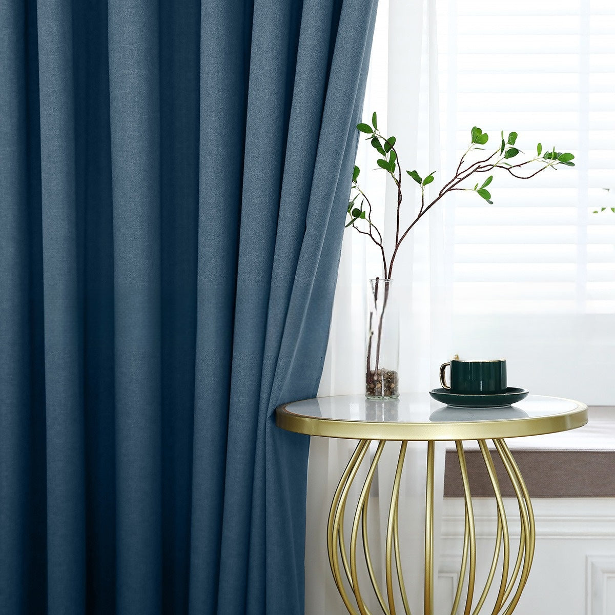 Modern Linen Solid Color Semi-Blackout Thermal Insulated Curtains