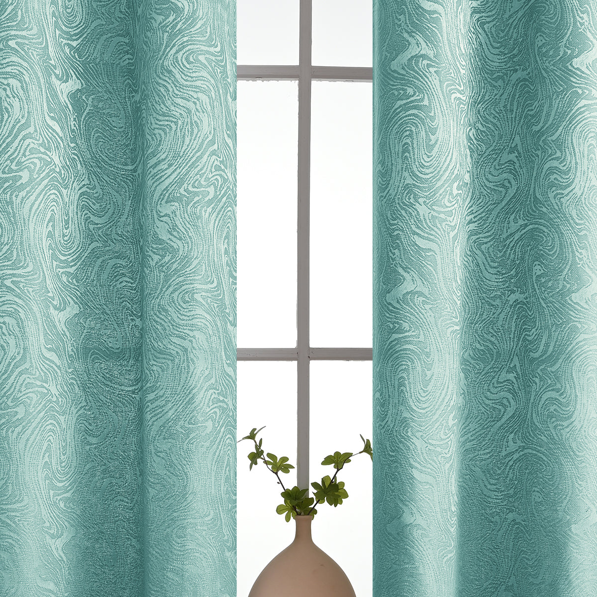 Modern Blackout Curtains Waves Textured, Gray/Blue/Green, Living Room