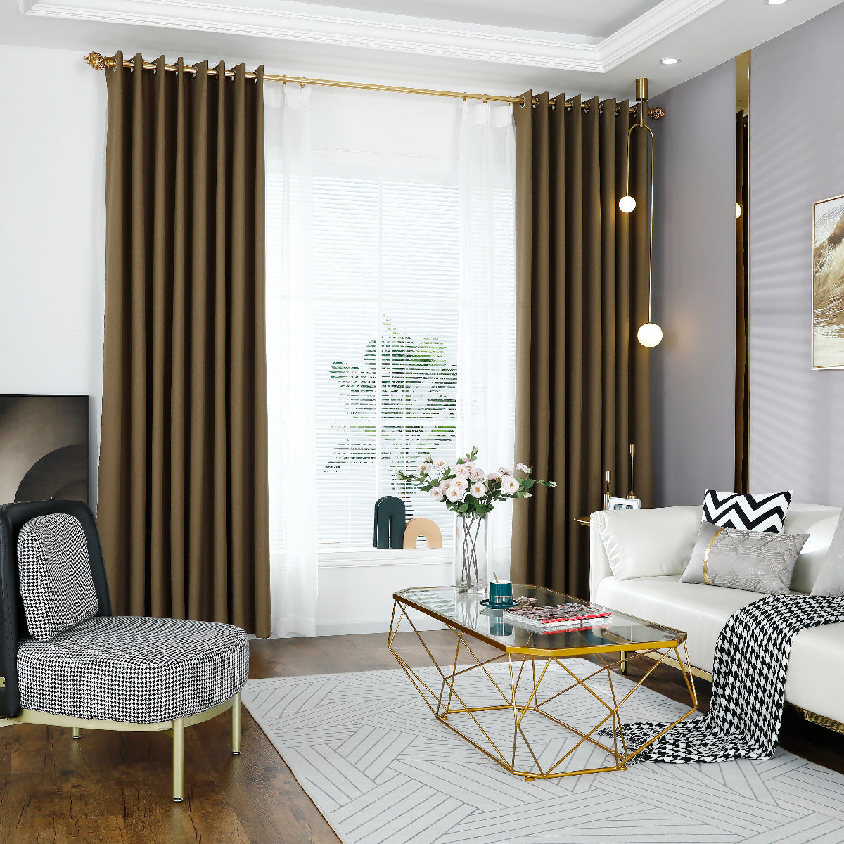 Modern Linen Solid Color Blackout Thermal Insulated Curtains