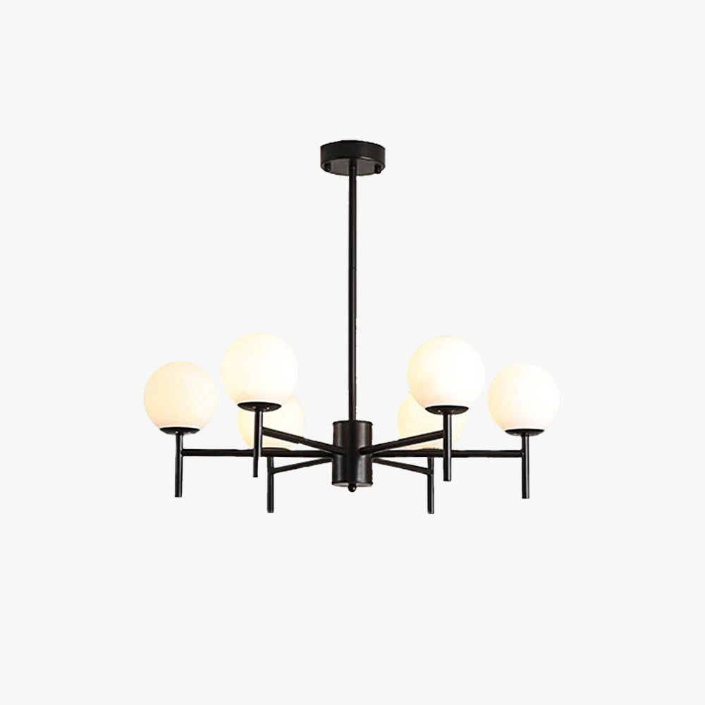 Valentina Modern Ball Glass/Metal Chandelier, Black/Gold