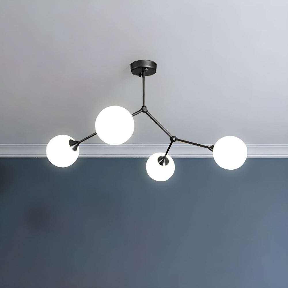 Valentina Modern Glass Bubble Chandelier Bedroom, Black/Gold