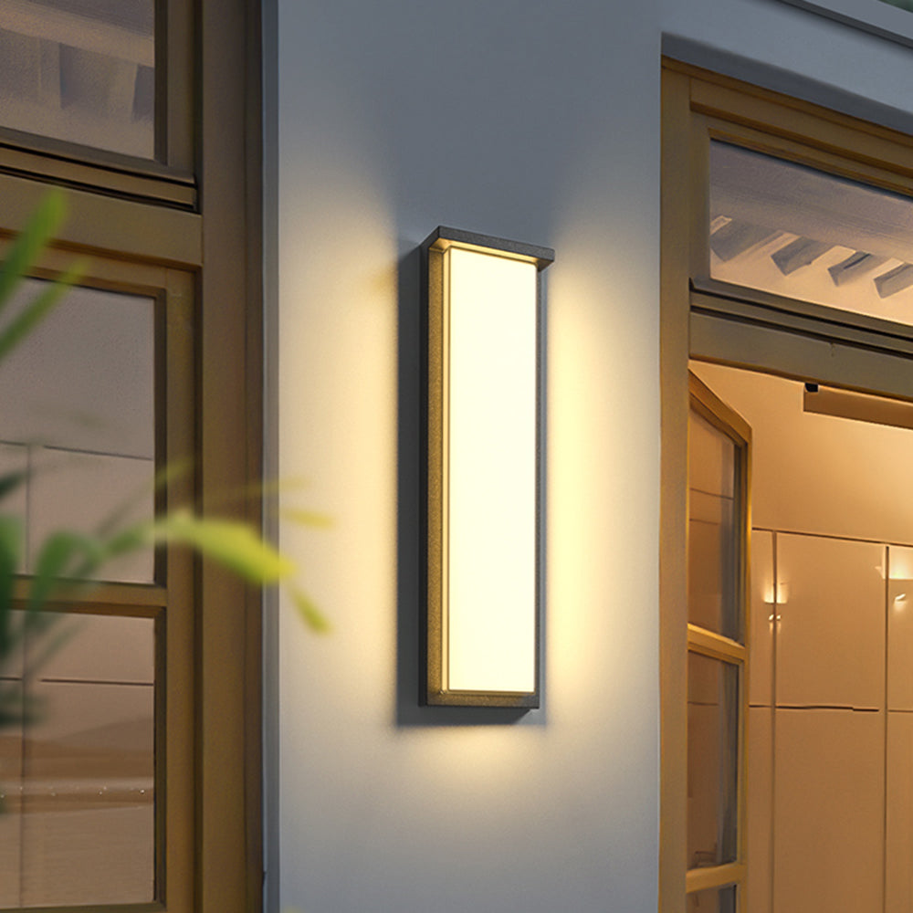 Orr Modern Minimalist Rectangular Metal/Glass Outdoor Wall Lamp, Black