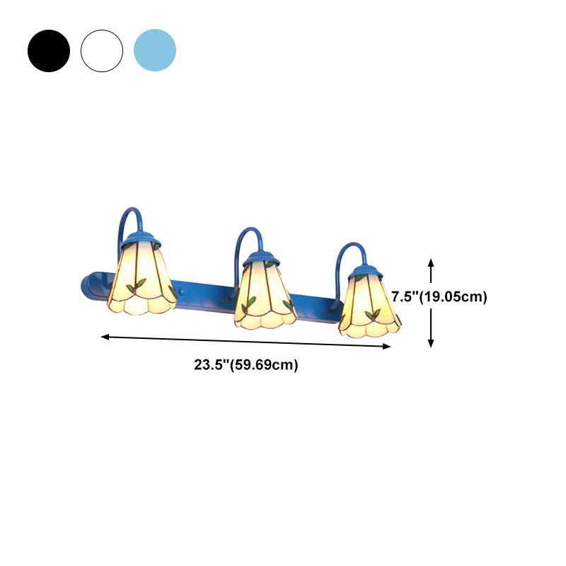 Baxter Vintage Flower Shaped Metal&Glass Bedroom Wall Lamps, Black/White/Blue