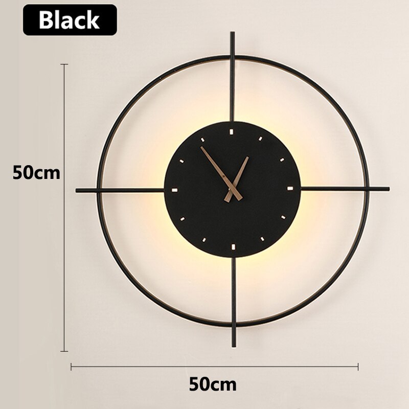 Morandi Nielsen Modern Clock Metal Wall Lamp, Gold/Black