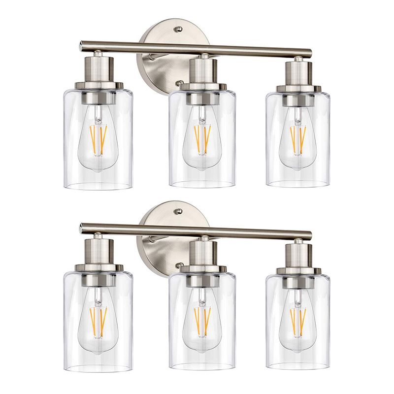 Alessio Modern Cylindrical Metal&Glass Wall Lamp In Living Room, Nickel