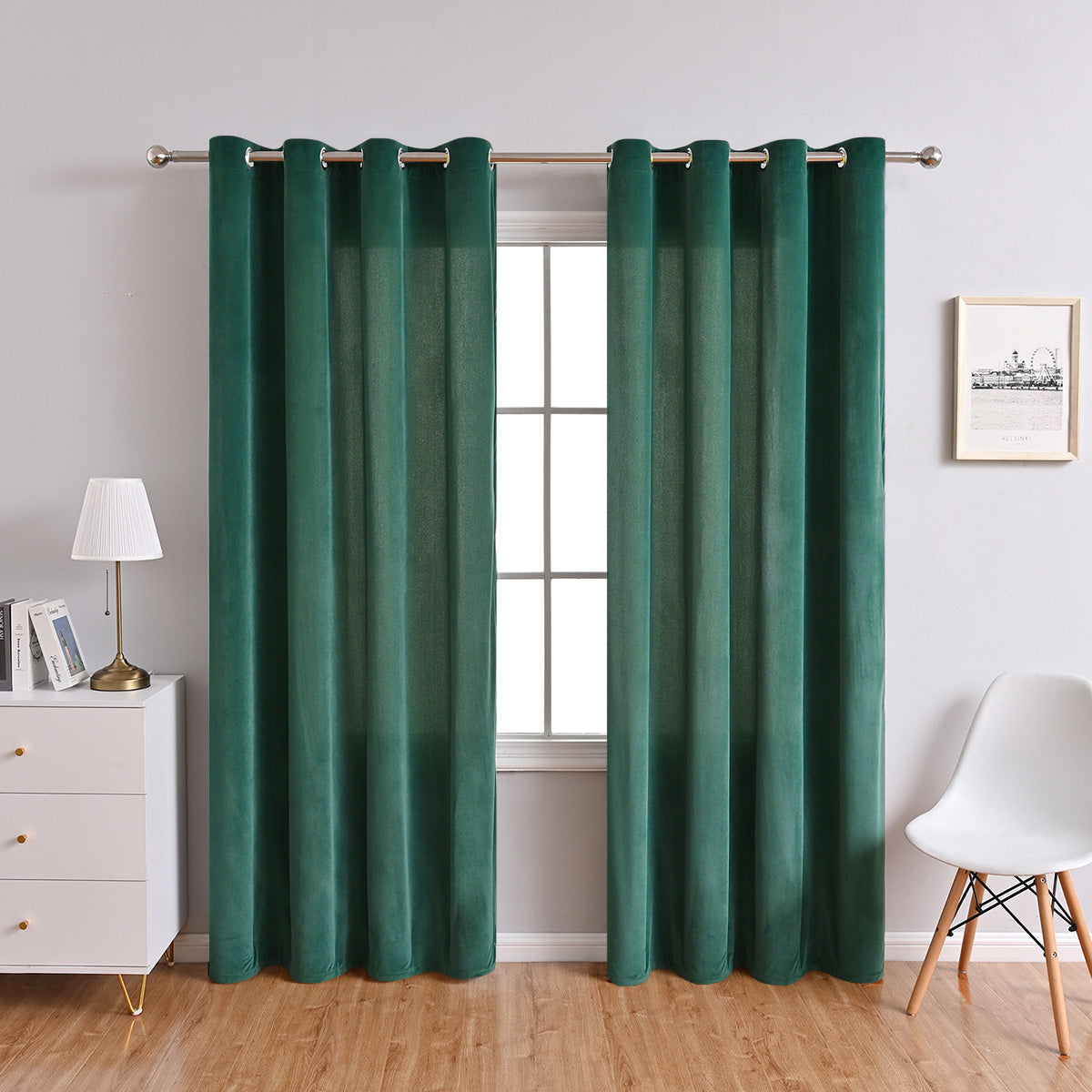 Modern Simple Blackout Curtain, Beige/Gray/Dark Green, Living Room