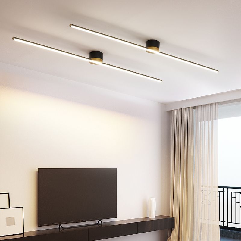 Edge Linear Flush Mount Ceiling Light, Black/White
