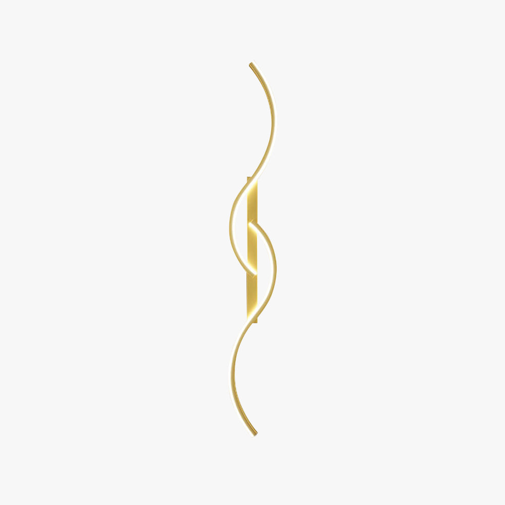 Louise Modern Linear Wave Bedroom Wall Lamp, Black/Gold,