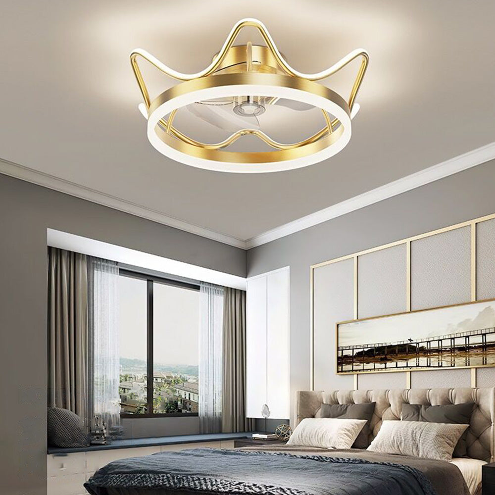 Kelley Crown Flush Mount Ceiling Fan with Light, 19.7''