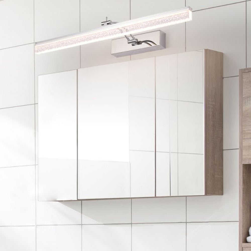 Edge Minimalist Linear Metal/Acrylic Mirror Front Vanity Wall Lamp, Black/White/Silver