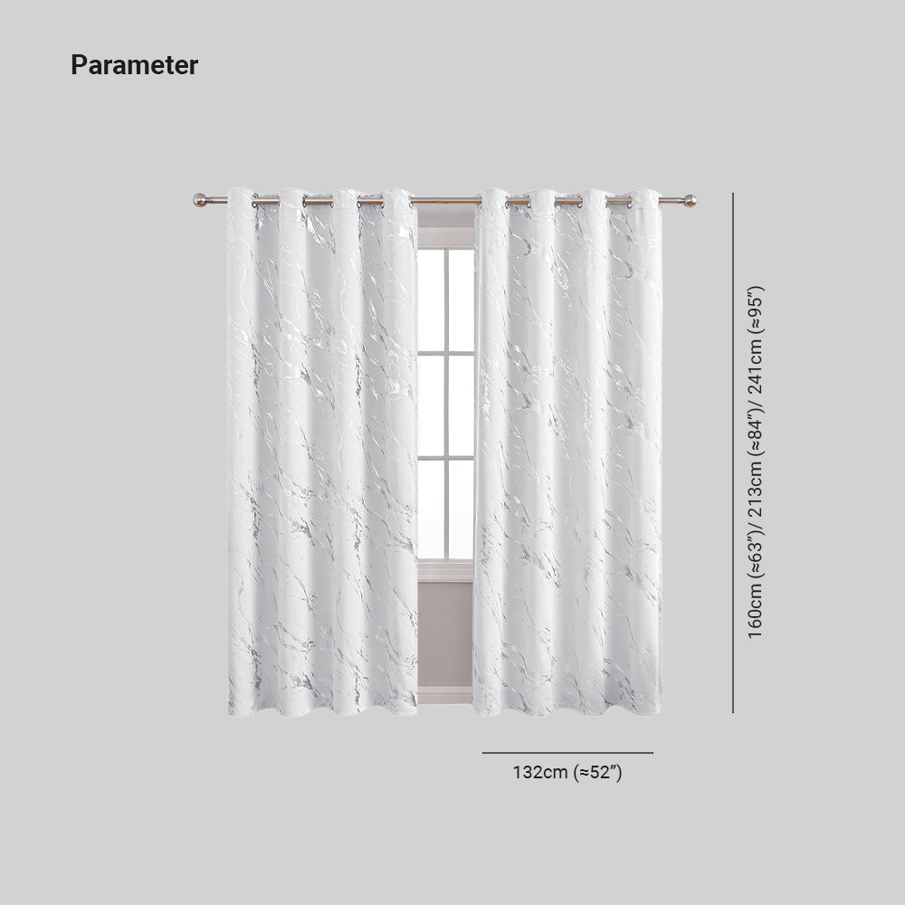 Modern Simple Silver Marble Pattern Thermal Blackout Curtain