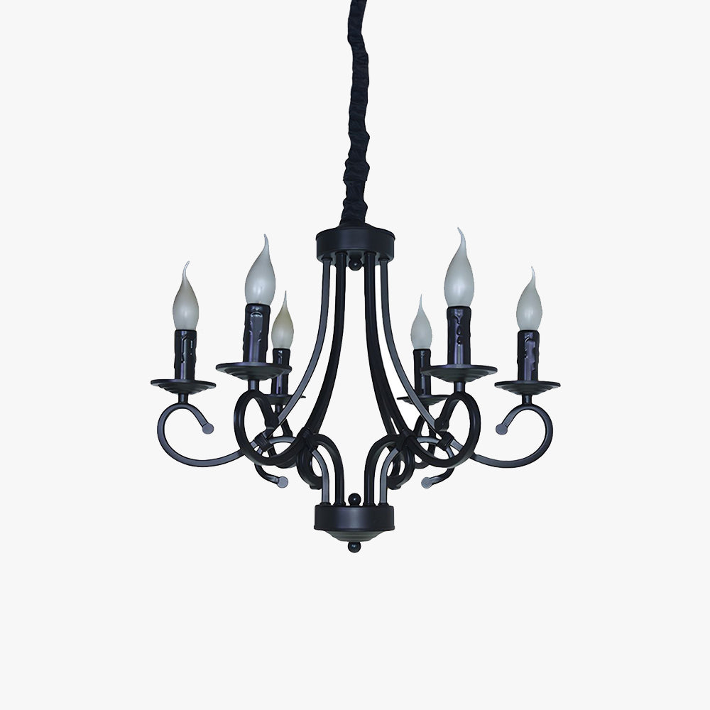 Marilyn Vintage Mental Candle Chandelier, Black