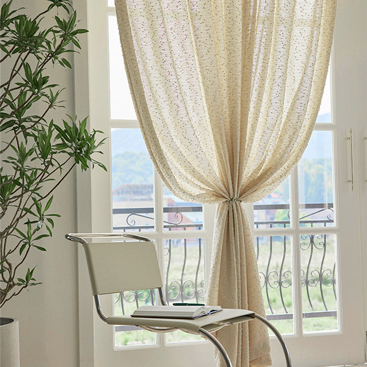French Luxury Romantic Dream Curtain, White/Grey/Beige/Green