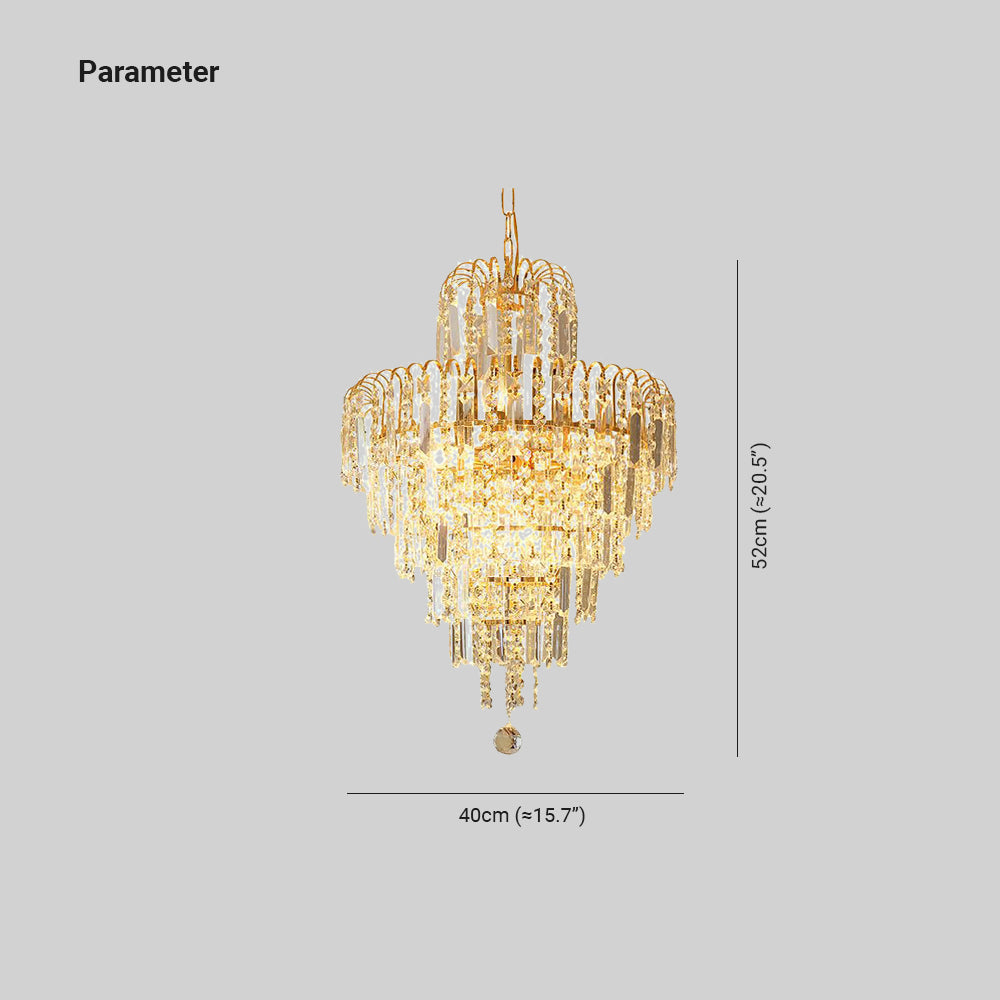 Marilyn Luxury 5 Layers Tassel Crystal Chandelier, Gold
