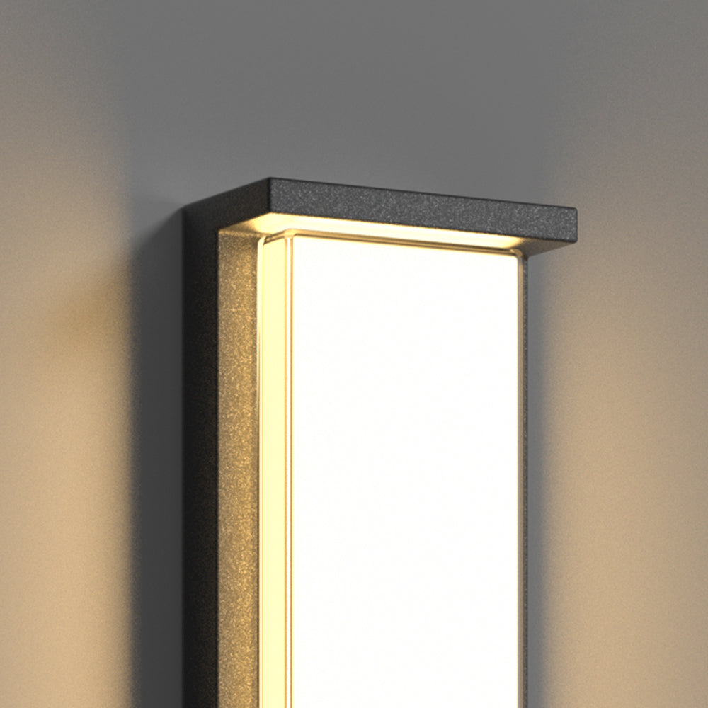 Orr Modern Minimalist Rectangular Metal/Glass Outdoor Wall Lamp, Black
