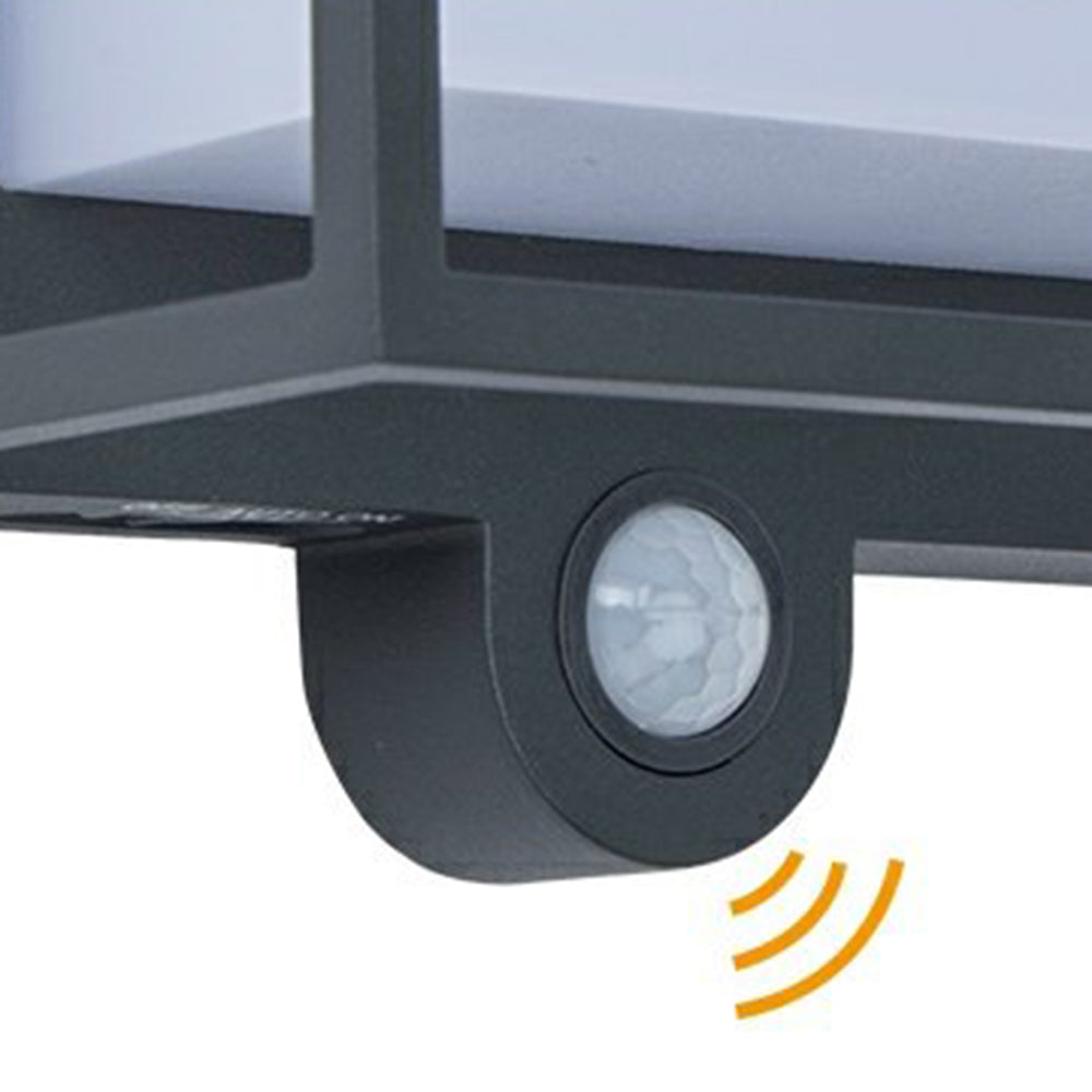 Orr Modern Rectangular Acrylic Sensor Solar Powered Outdoor Wall Lamp, Black