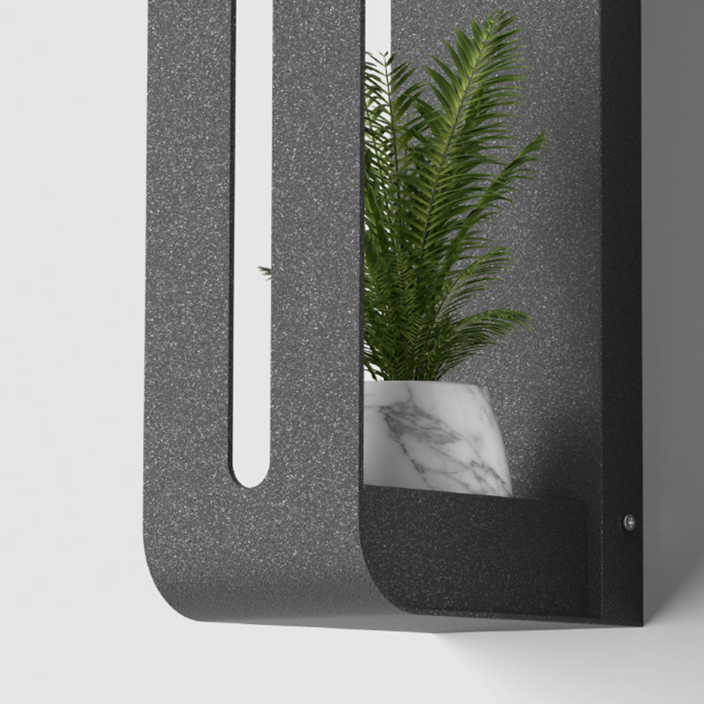 Orr Modern Rectangular Metal/Acrylic Solar Outdoor Plants Pot Holder Wall Lamp, Black