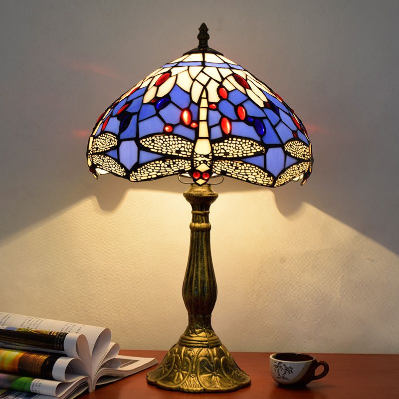 Alessio Mid Century Dome Shade Glass Table Lamp, Multicolor