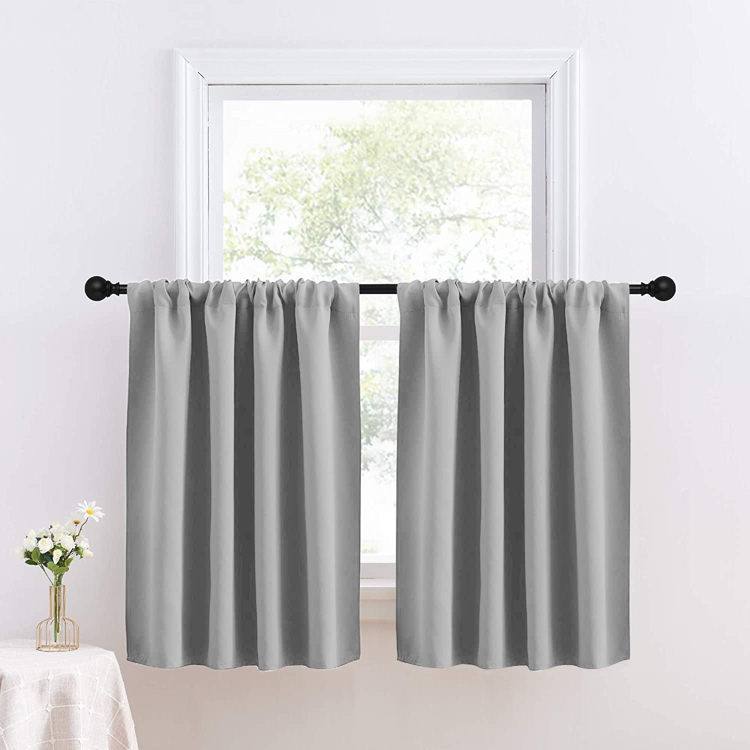 Modern Pure White Short Blackout Curtain