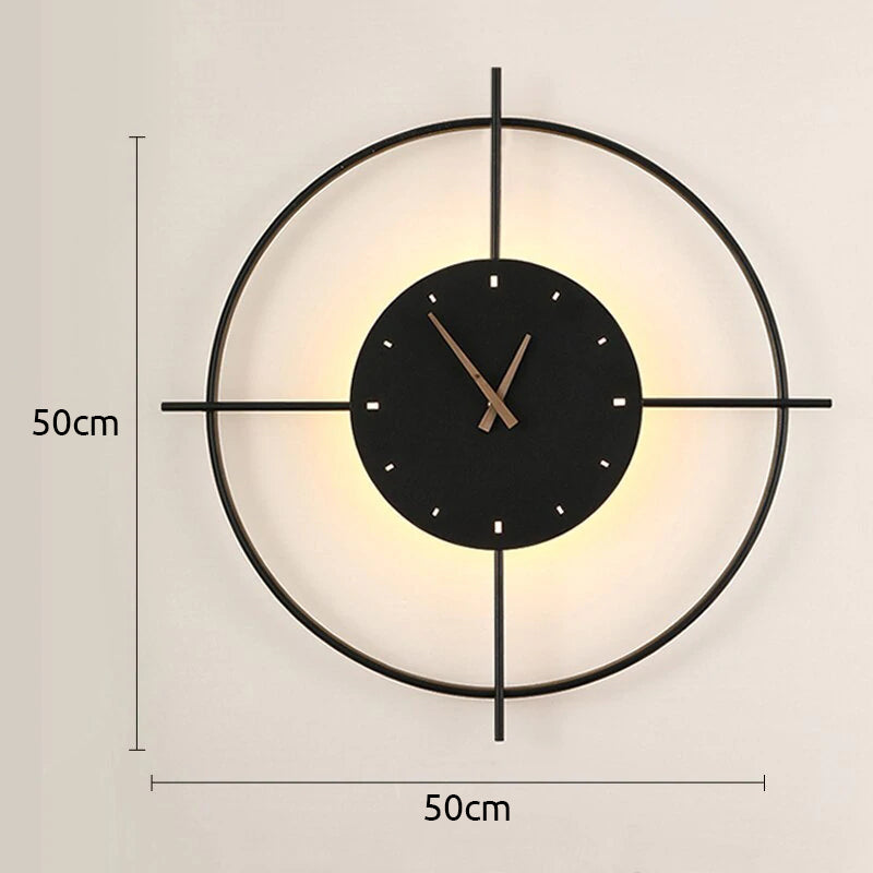 Morandi Nielsen Modern Clock Metal Wall Lamp, Gold/Black
