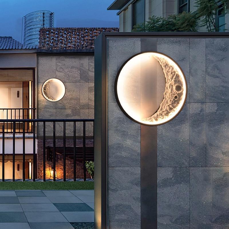 Elif Outdoor Wall Lamp Moon Modern, Led, Black, Courtyard