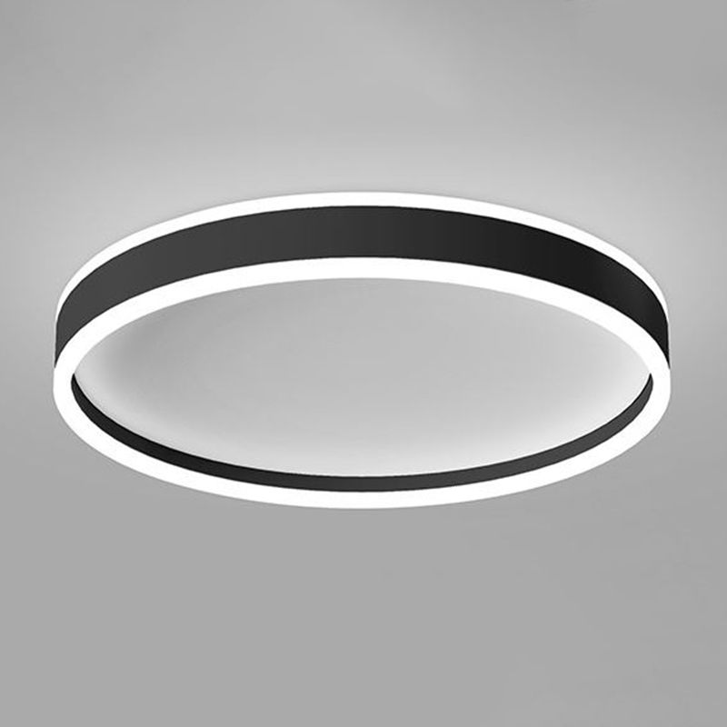 Quinn Modern Round Led Metal Flush Mount Ceiling Light, White/Black