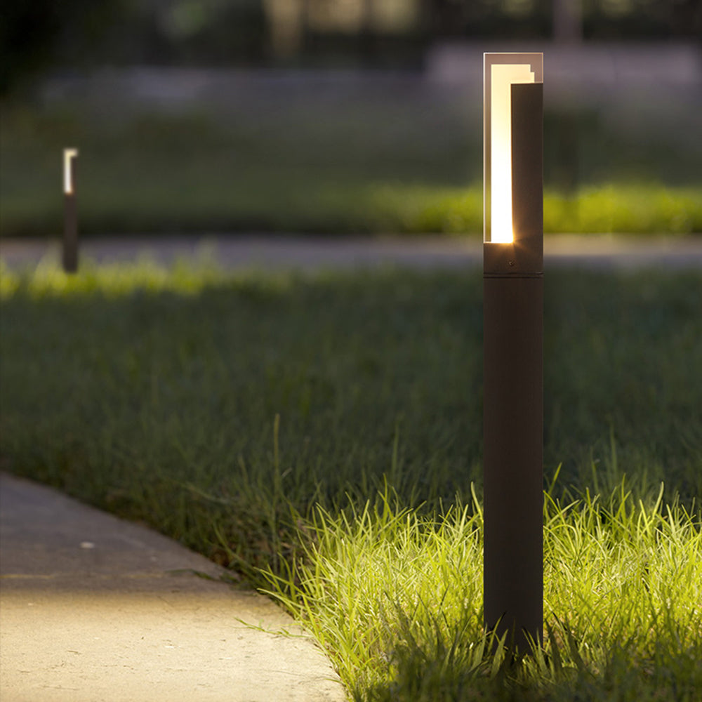 Pena Modern Rectangular Column Solar Outdoor Path Light, Black
