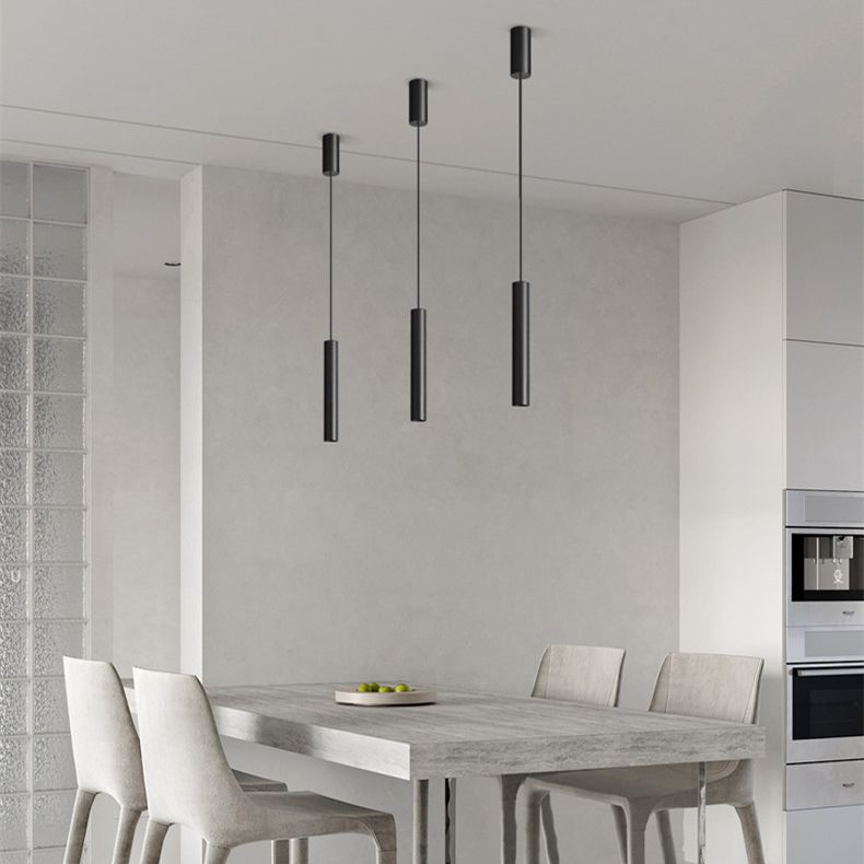 Edge Minimalist Cylinder Black Pendant Light, 9