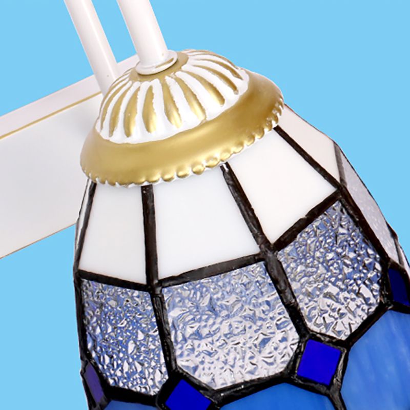Baxter Vintage Flower Shaped Metal&Glass Bedroom Wall Lamps, Black/White/Blue