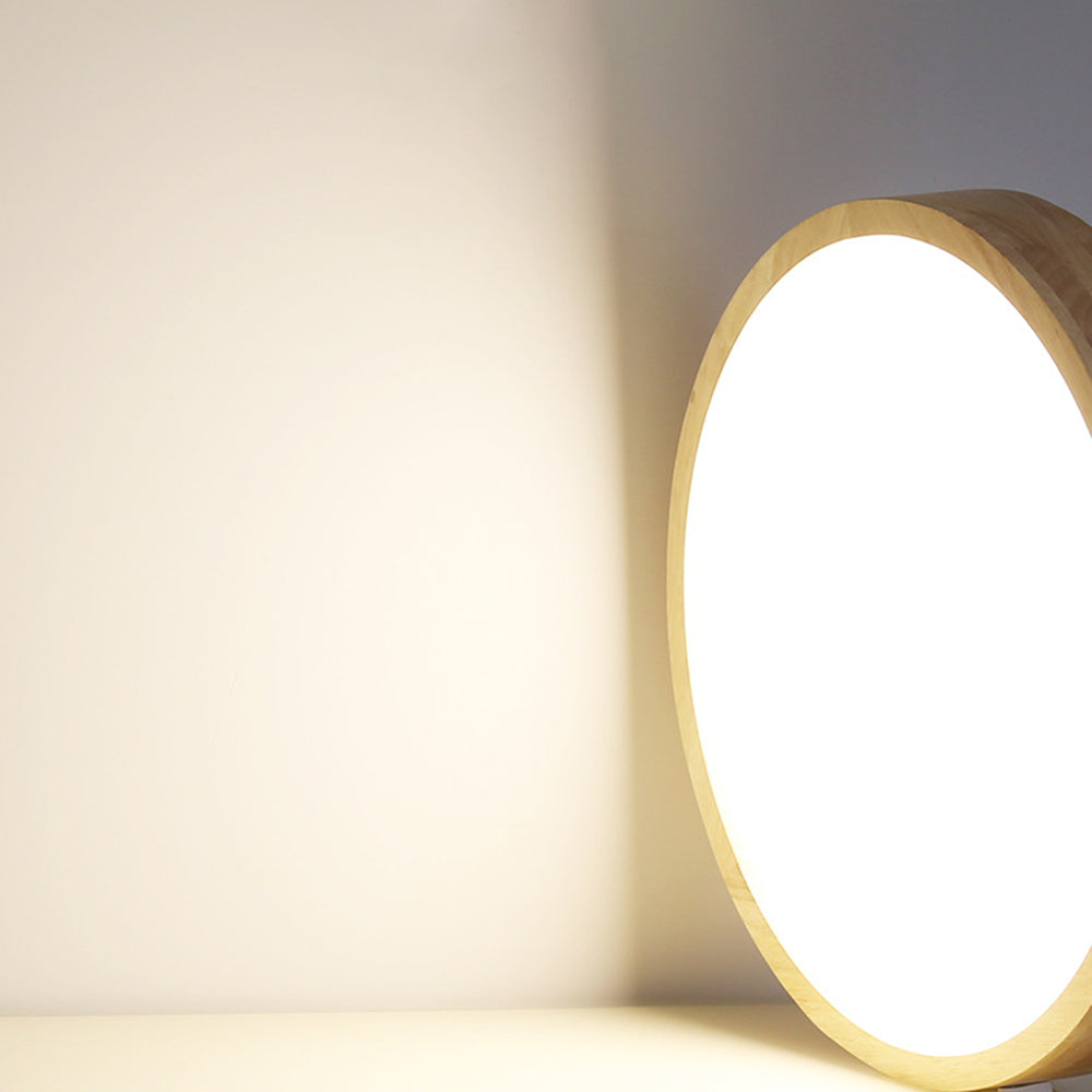 Ozawa Nordic Round Acrylic/Wood Flush Mount Ceiling Light, Wood