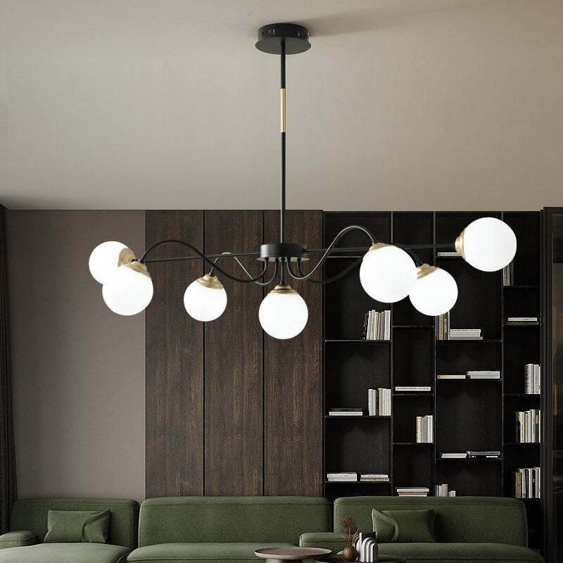 Nordic Modern Globe Metal Chandelier, White/Black
