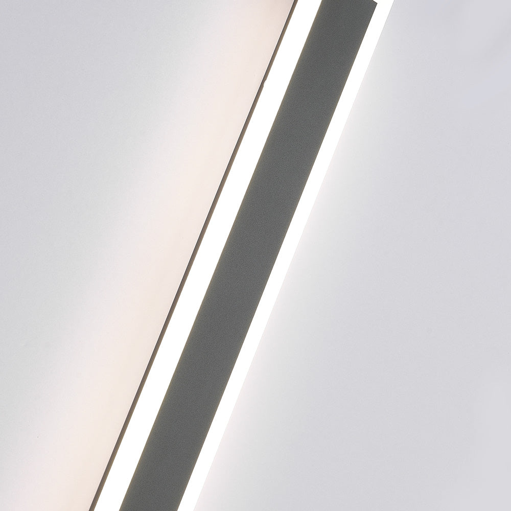 Edge Modern Outer Glow Linear Metal Outdoor Wall Light, Dark Steel Gray