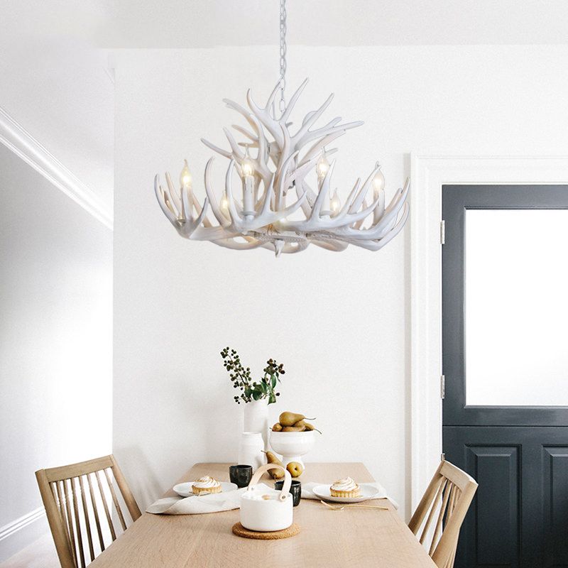 Silva Rustic Antler Metal/Resin Chandelier, White