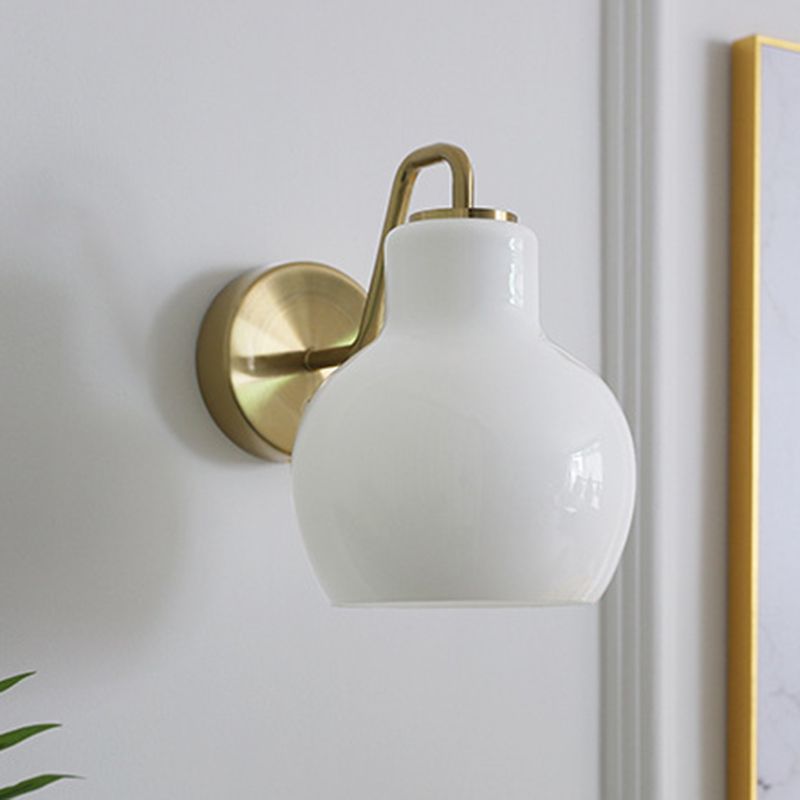 Lily Simple Dome Shape Vanity Wall Lamp, Metal/Glass