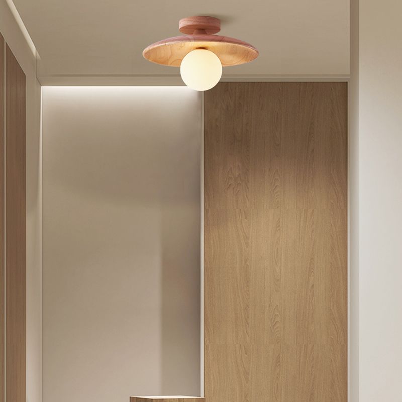 Carins Flush Mount Ceiling Light, Natural/Walnut