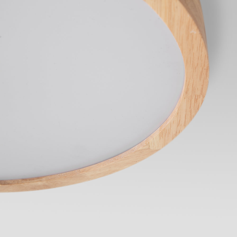 Ozawa Nordic Round Acrylic/Wood Flush Mount Ceiling Light, Wood
