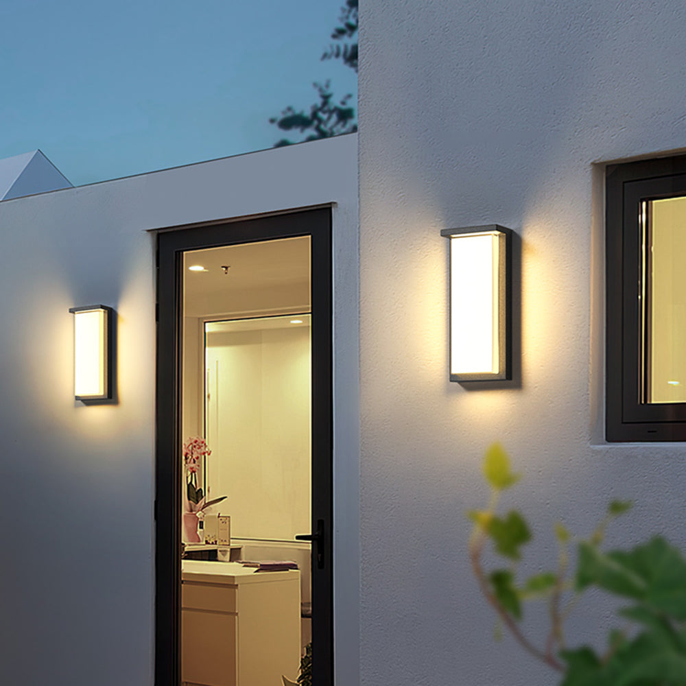 Orr Modern Minimalist Rectangular Metal/Glass Outdoor Wall Lamp, Black