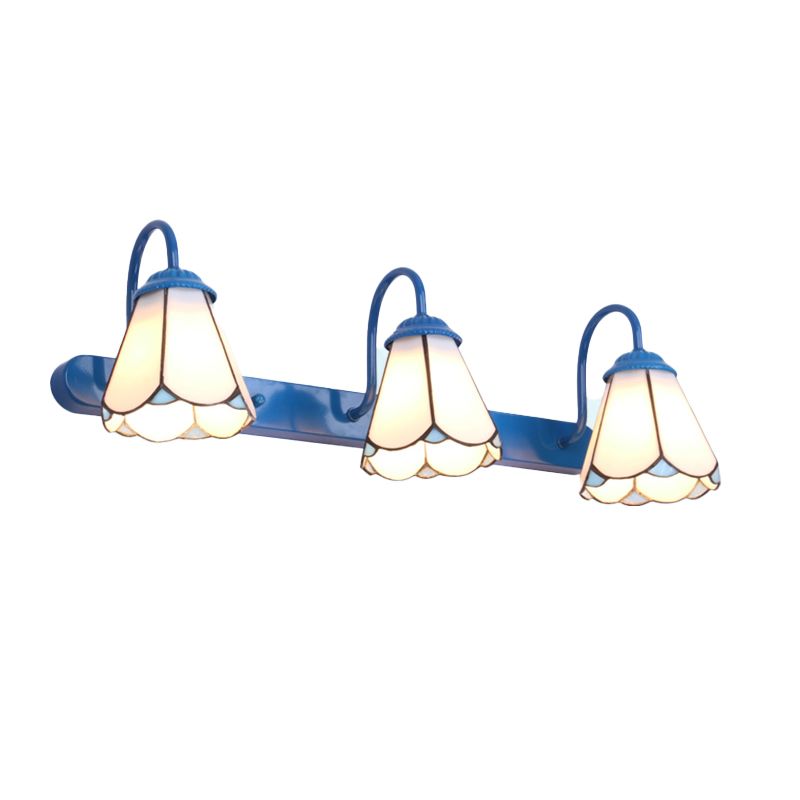 Baxter Vintage Flower Shaped Metal&Glass Bedroom Wall Lamps, Black/White/Blue