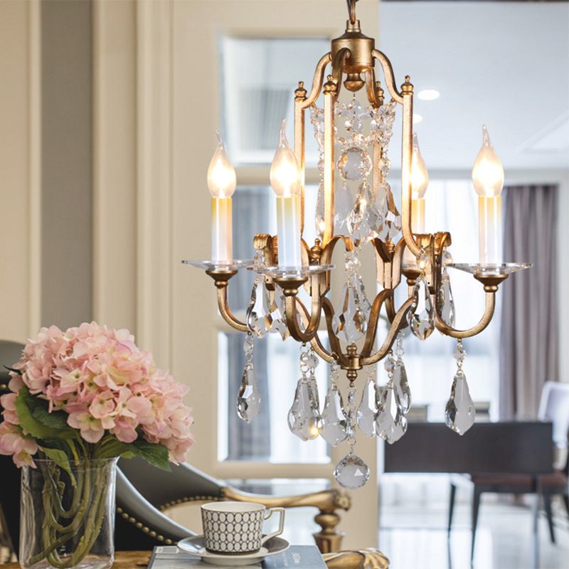 Silva Vintage Luxury Candle Crystal/Metal Chandelier, Gold