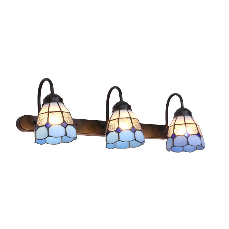 Baxter Vintage Flower Shaped Metal&Glass Bedroom Wall Lamps, Black/White/Blue