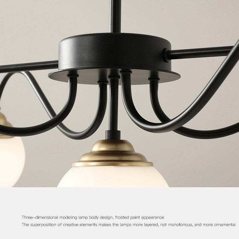 Nordic Modern Globe Metal Chandelier, White/Black