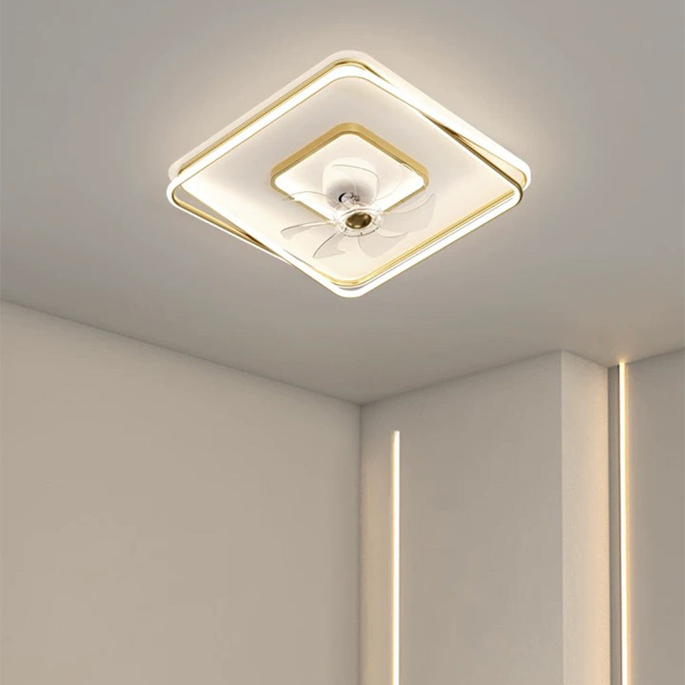 Kelley Gold Flush Mount Ceiling Fan with Light, 5 Style, 19.7''/35.4''/43.3''
