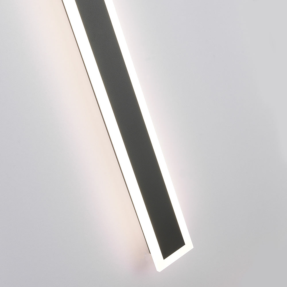 Edge Modern Outer Glow Linear Metal Outdoor Wall Light, Dark Steel Gray