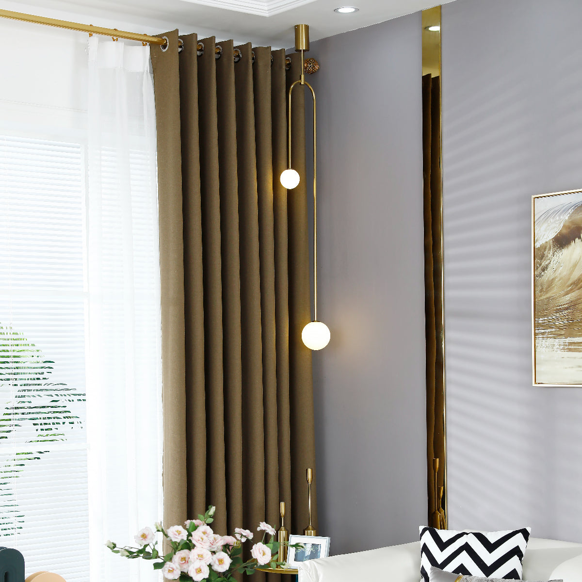Modern Linen Solid Color Blackout Thermal Insulated Curtains
