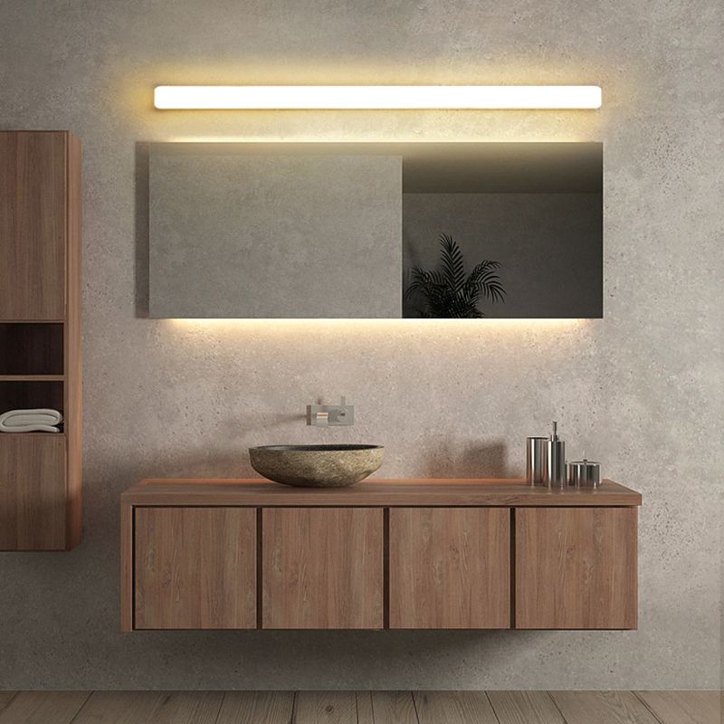 Edge Simple White Bar Mirror Front Vanity Wall Lamp, Acrylic