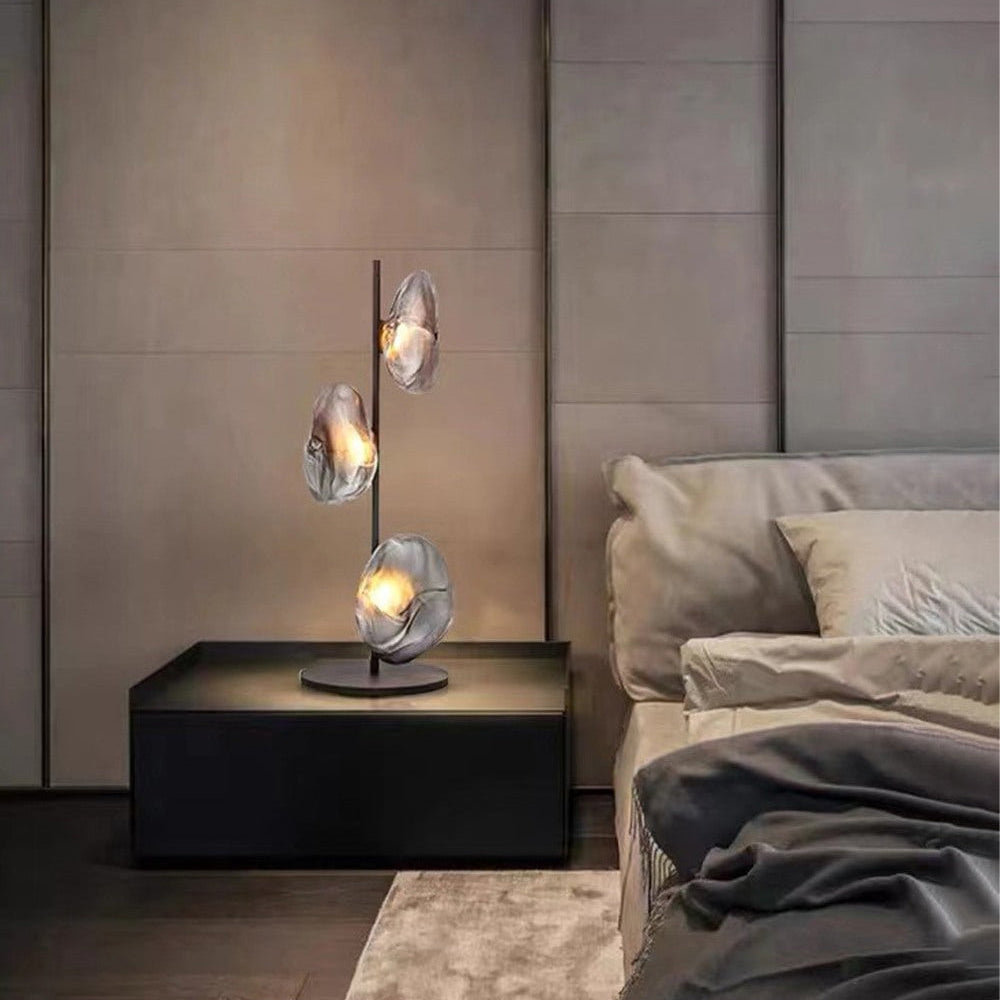 Byres Designer Irregular Metal/Ceramic Table Lamp, Gold/Clear/Gray/Black