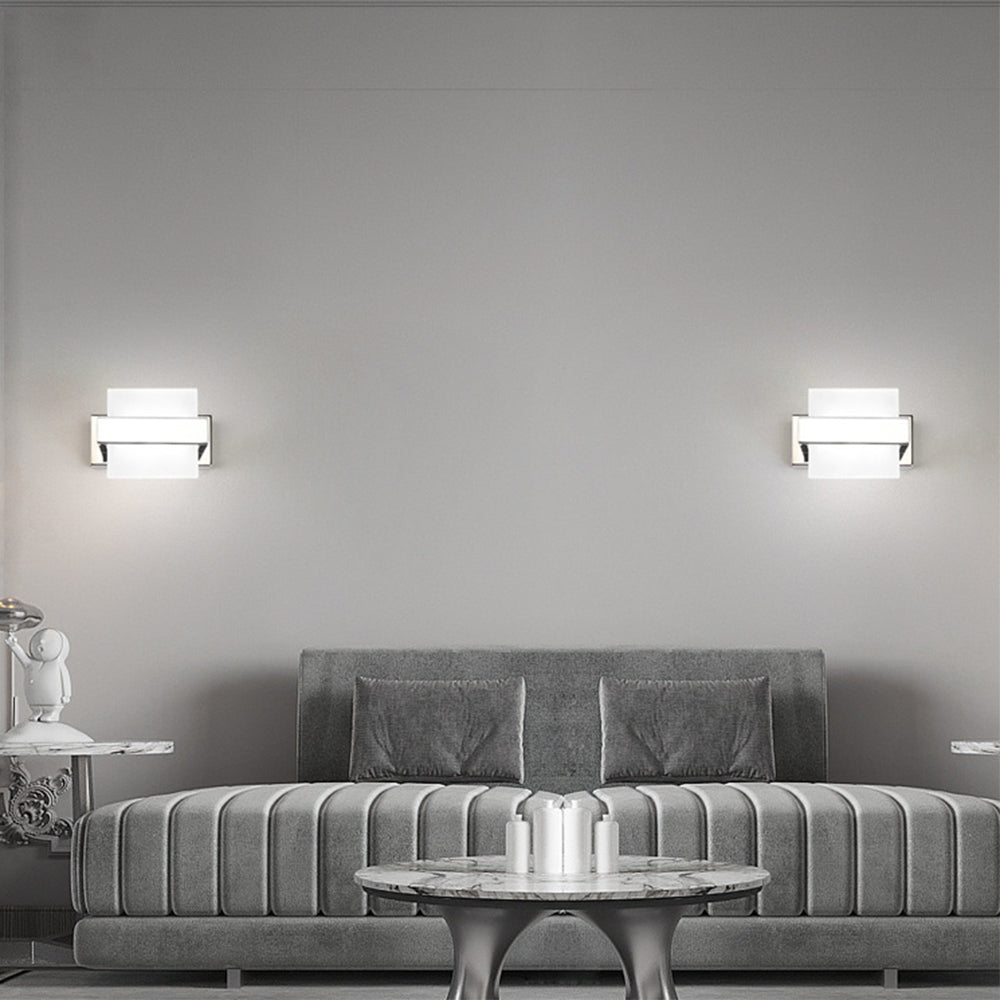 Leigh Modern Square Metal/Acrylic Wall Lamp, Silver, Bathroom