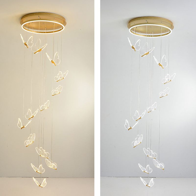 Olivia Pendant Light Butterfly Modern Luxury, Metal/Acrylic, Gold, Corridor