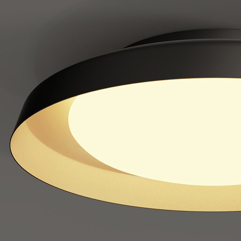 Carins Flush Mount Ceiling Light Round Retro, Metal/Acrylic, White/Black, Bedroom